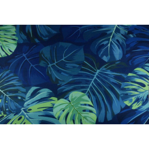 Wasserabweisender Stoff Monstera Blau Grün 10 x 75 cm