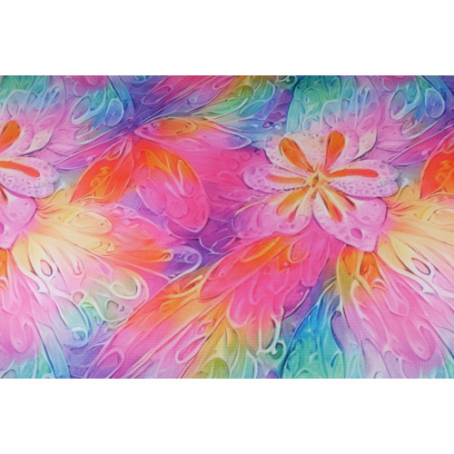 Wasserabweisender Stoff Regenbogen Blumen 10 x 75 cm