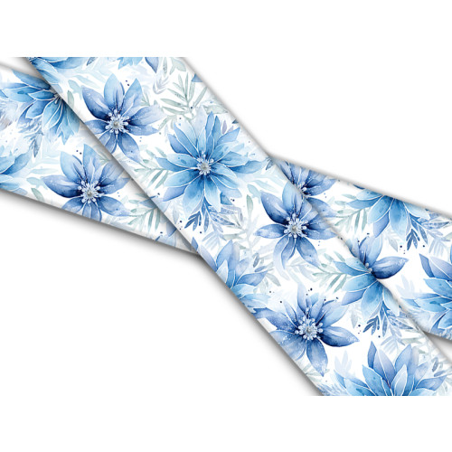 Biothane mit UV Druck 19mm "Blaue Winterblumen"