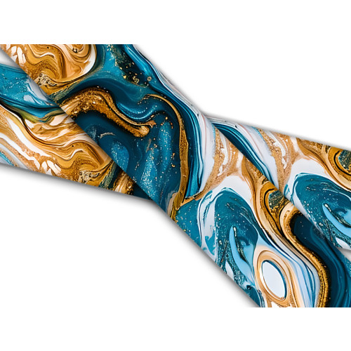 Biothane mit UV Druck 19mm "Aqua & Gold Marble"