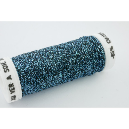 Geflochtenes Metallic-Stickgarn 0,8mm Blau Schwarz 018