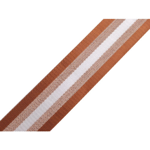 Gurtband 50mm Streifen Cognac-Braun Glitzer Kupferfarbig