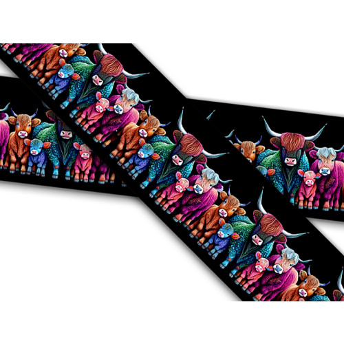 Biothane mit UV Druck 25mm "Highland Kuh Bunt"