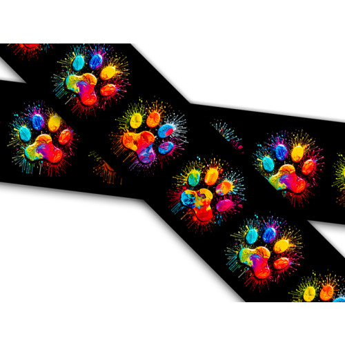Biothane mit UV Druck 25mm "Painted Paws Black"