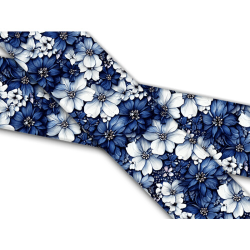 Biothane mit UV Druck 38mm "Blau Weiße Blumen"