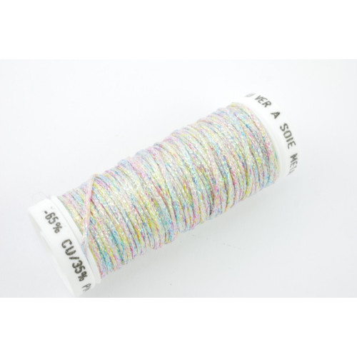 Geflochtenes Metallic-Stickgarn 0,8mm Silberfarben-Harlequin 037
