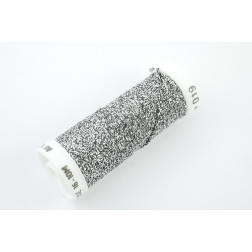 Geflochtenes Metallic-Stickgarn 0,8mm Silberfarben-Schwarz 019