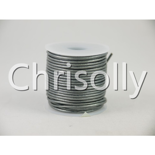 Leder 1mm Grau Metallic 25m Rolle