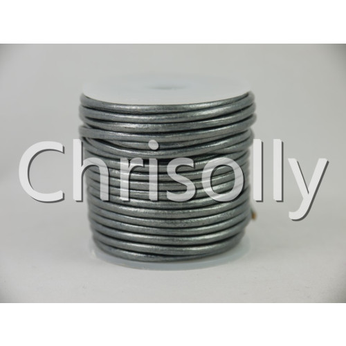 Leder 2mm Grau Metallic 25m Rolle