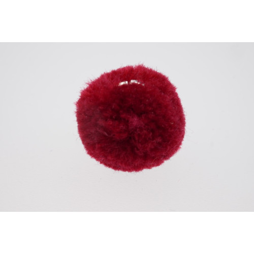Pompon mit Ring Dunkelrot