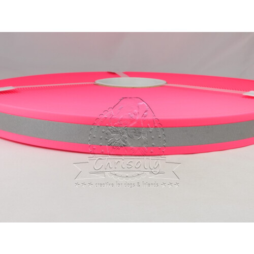 B2505ref Biothane Neon Pink 25mm reflektierend PK521