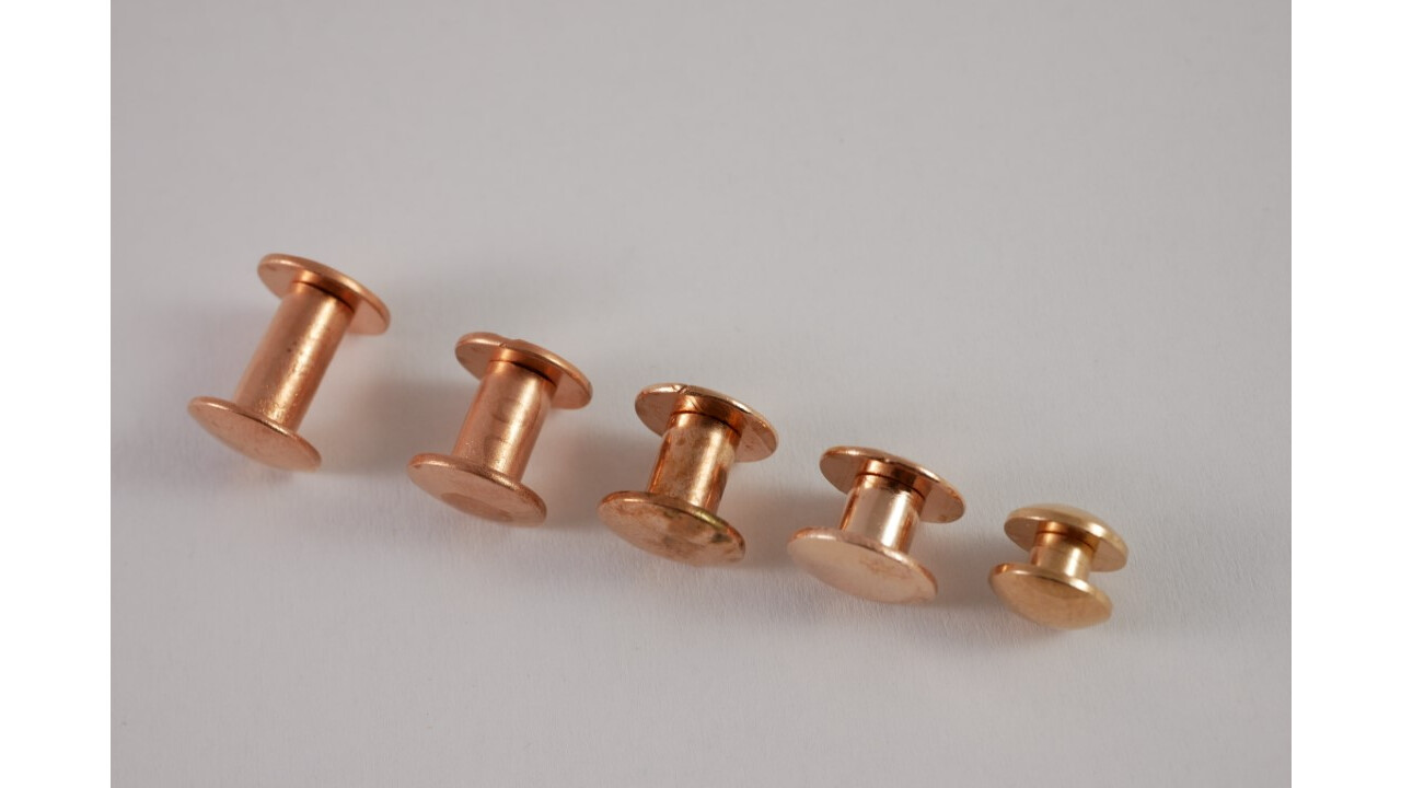 20 Buchnieten Chicagoschrauben Buchschrauben 5mm Kopf 10mm,Schlitz