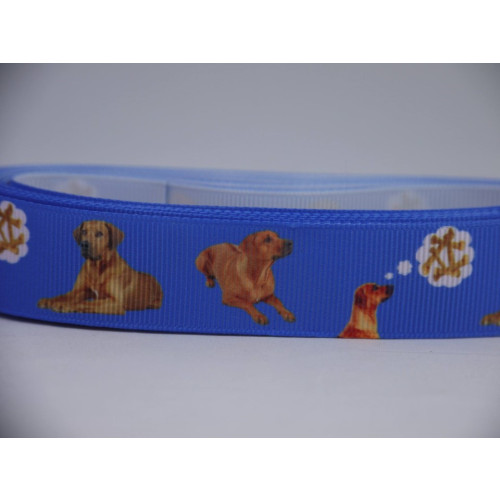 Ripsband 22 mm Labrador auf Blau