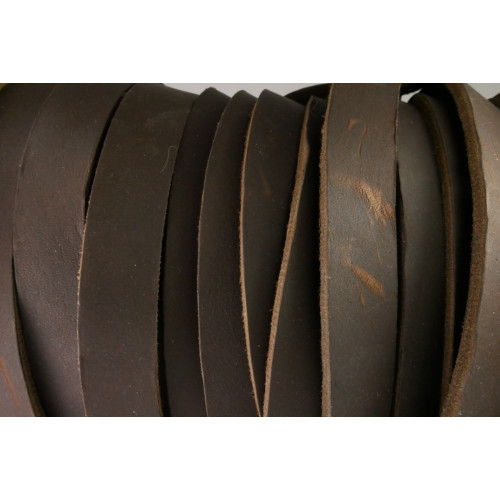 FL1503 Fettleder Endlosriemen 15 mm Dunkelbraun mit Biegung!