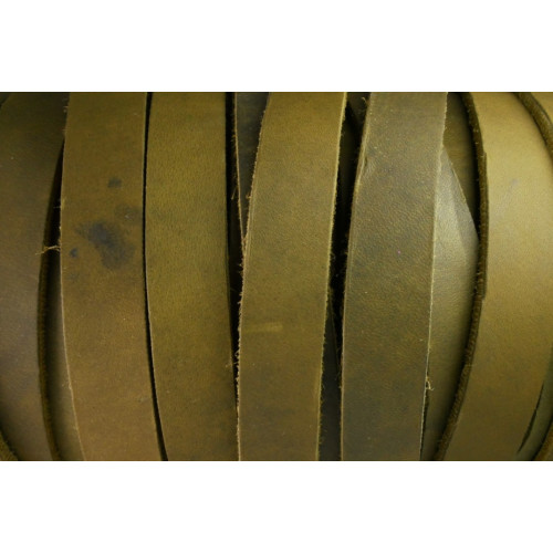 FL1505 Fettleder Endlosriemen 15 mm Oliv Kreisförmig, daher Reduziert!