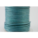 Leder 2mm Meeresblau Metallic 25m Rolle