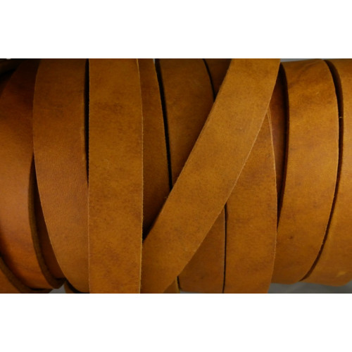 FL2004 Fettleder Endlosriemen 20 mm Cognac KURZES Stück mit leichter Biegung!