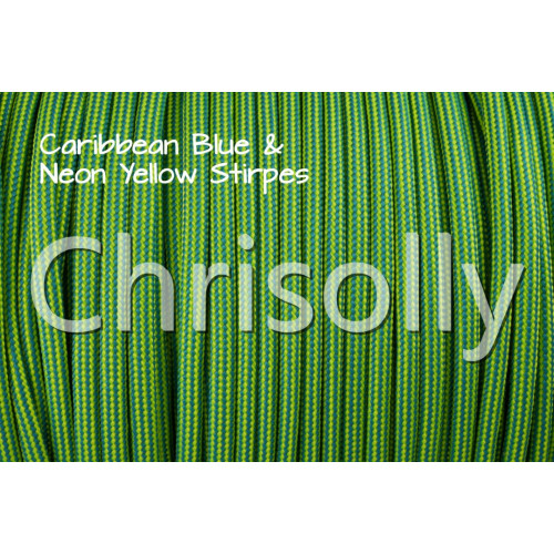 US - Cord  Typ 3 Caribbean Blue & Neon Yellow Stripes